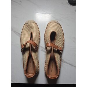 Free Assembly Women's Flats Beige Brown Buckle Strap Adjustable Size 6